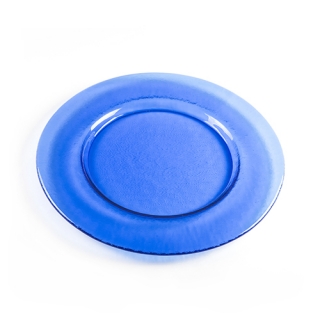 Blue round glass dish