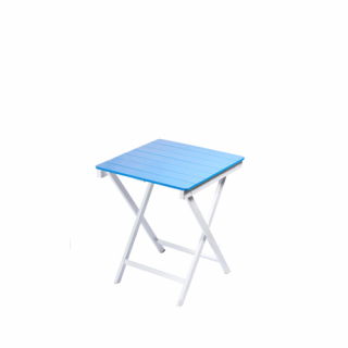 Mesa cuadrada madera azul